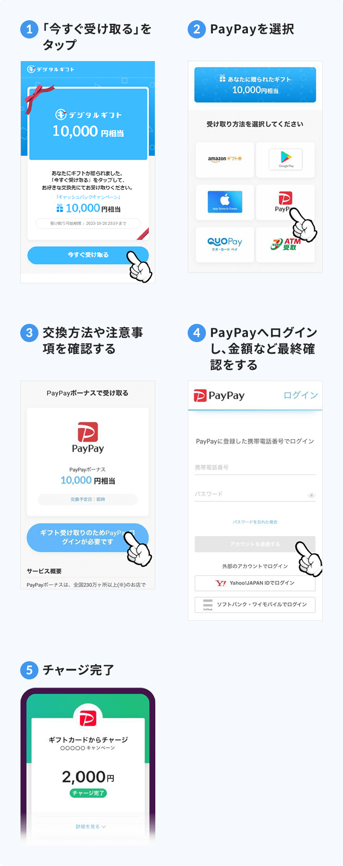 PayPayデジタルギフト受け取り方法